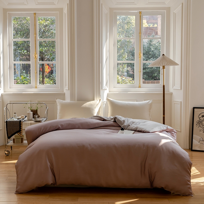 91家纺网 家纺一手货源 找家纺 咏绒家纺工厂店 2025新款60支奥地利兰精天丝单品系列--单被套 满天星紫-曙光银