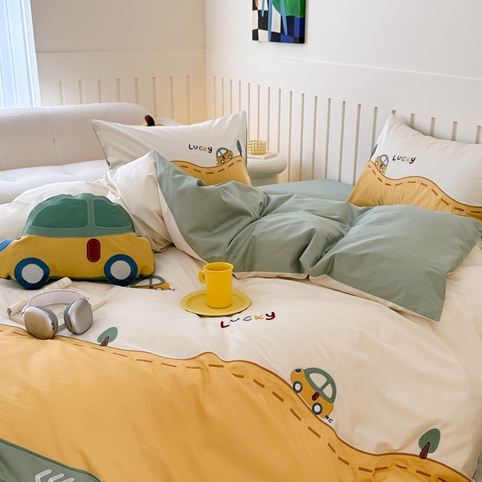 91家纺网 家纺一手货源 找家纺 （总）西西家居 2025新款100支澳棉纯棉四件套-汽车小队