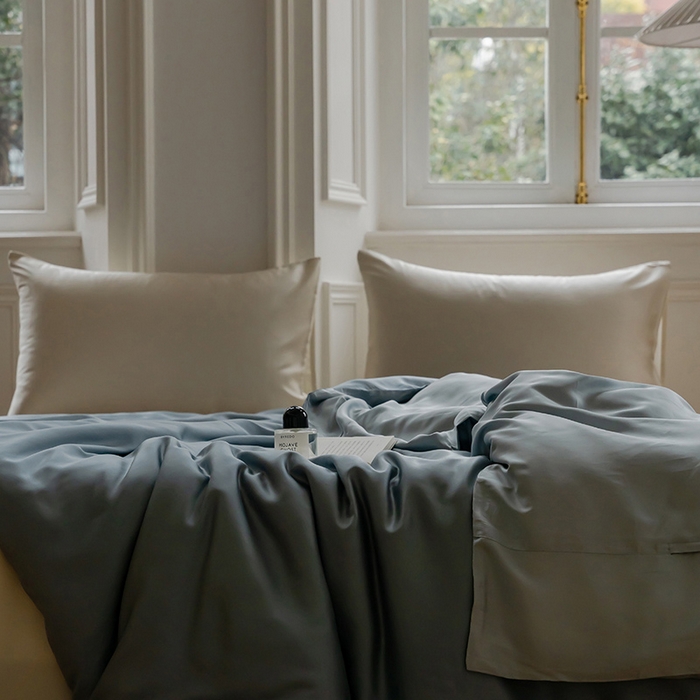 91家纺网 家纺一手货源 找家纺 咏绒家纺工厂店 2025新款60支奥地利兰精天丝单品系列--单被套 灰蓝色-冰川灰