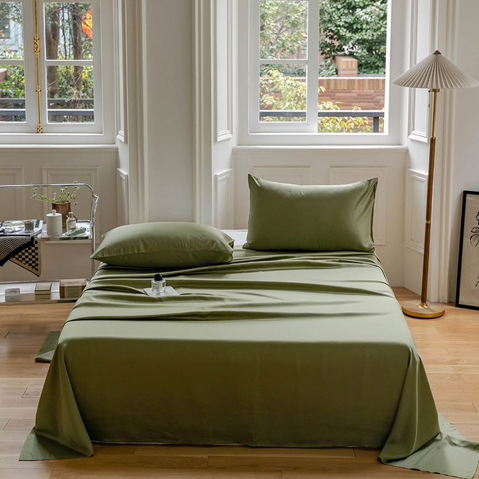 91家纺网 家纺一手货源 找家纺 咏绒家纺工厂店 2025新款60S奥地利兰精天丝轻奢系列-单床单 欧芹绿