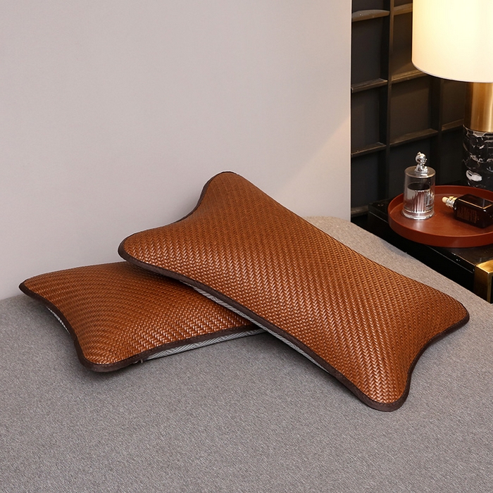 91家纺网 家纺一手货源 找家纺 梦叶草 2025新款纯色冰藤全荞麦枕夏凉凉感枕芯冰丝冰藤枕头 纯色冰藤全荞麦枕-咖色35*55cm