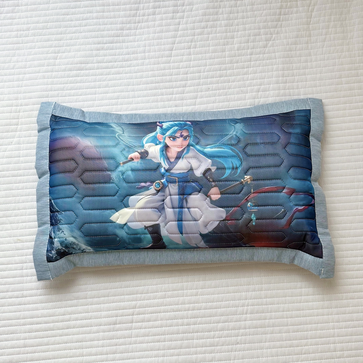 91家纺网 家纺一手货源 找家纺 纽乐家纺 2025新款卡通5D数码印花哪吒周边儿童冰丝乳胶凉枕枕套枕芯 哪吒-6