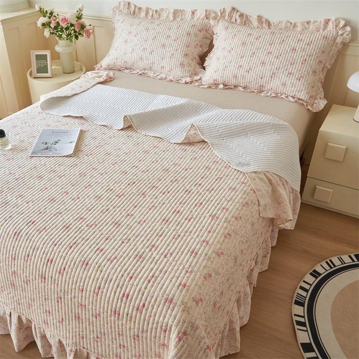 91家纺网 家纺一手货源 找家纺 恒爱家纺 2024新款全棉甜美少女单床盖 夏醉浅梦