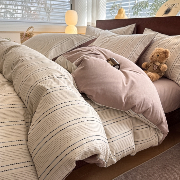 91家纺网 家纺一手货源 找家纺 呗旺鹿 2025新款学生季全棉纯棉40支跑量款巴恩风四件套 西塔茶