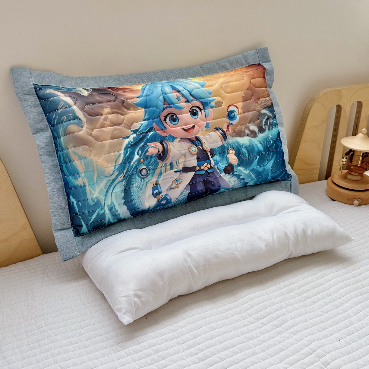 91家纺网 家纺一手货源 找家纺 纽乐家纺 2025新款卡通5D数码印花哪吒周边儿童冰丝乳胶凉枕枕套枕芯 哪吒-4