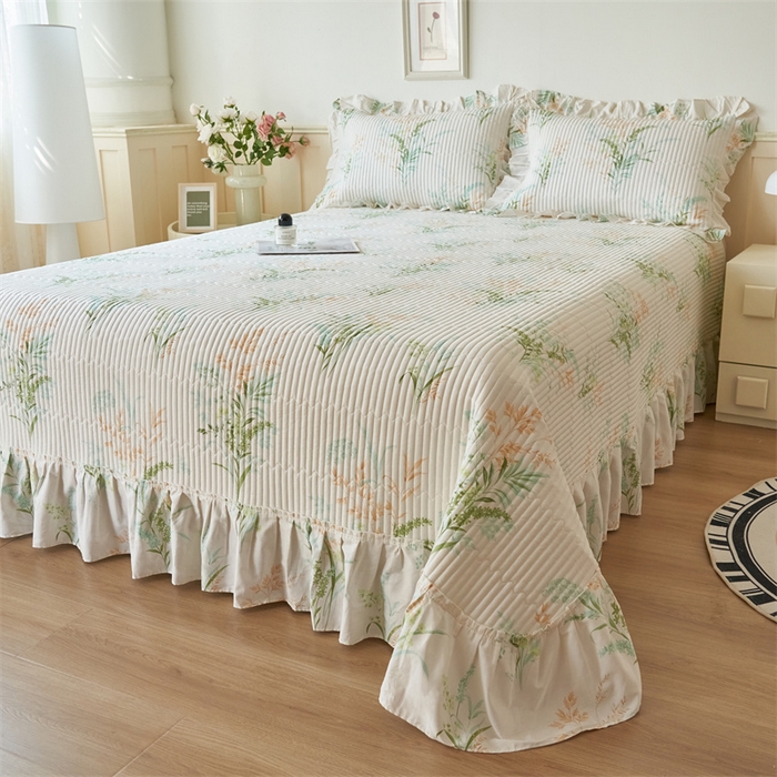 91家纺网 家纺一手货源 找家纺 恒爱家纺 2024新款全棉甜美少女单床盖 青稞