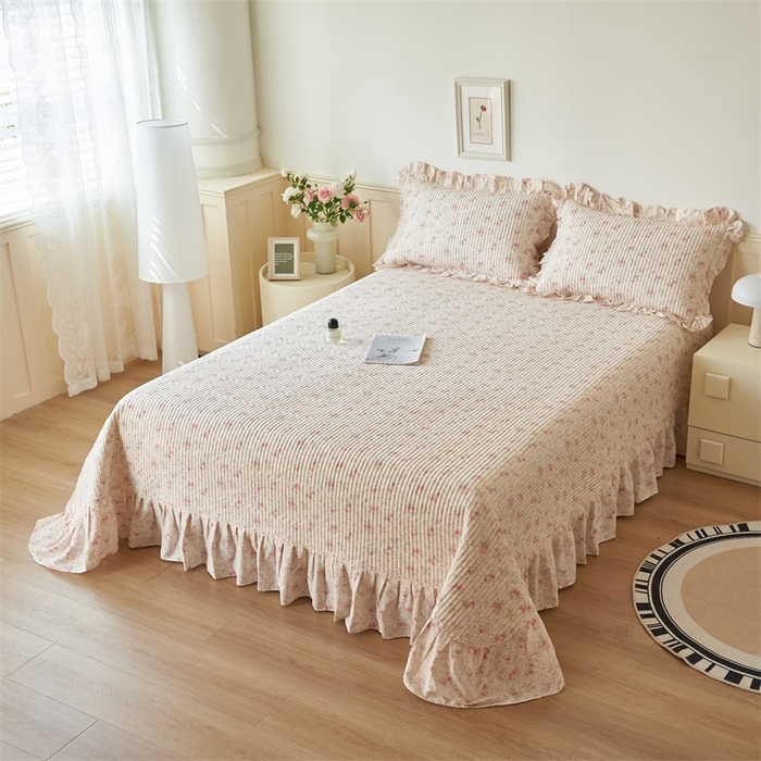 91家纺网 家纺一手货源 找家纺 恒爱家纺 2024新款全棉甜美少女单床盖 夏醉浅梦