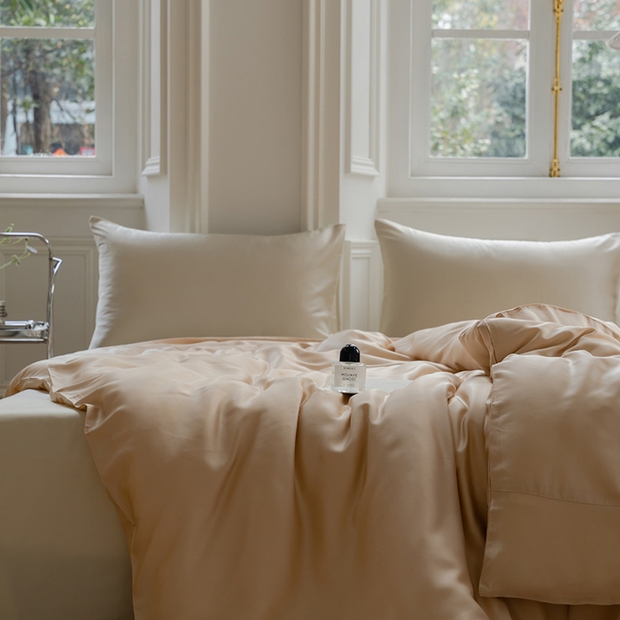 91家纺网 家纺一手货源 找家纺 咏绒家纺工厂店 2025新款60支奥地利兰精天丝单品系列--单被套 沙茶色