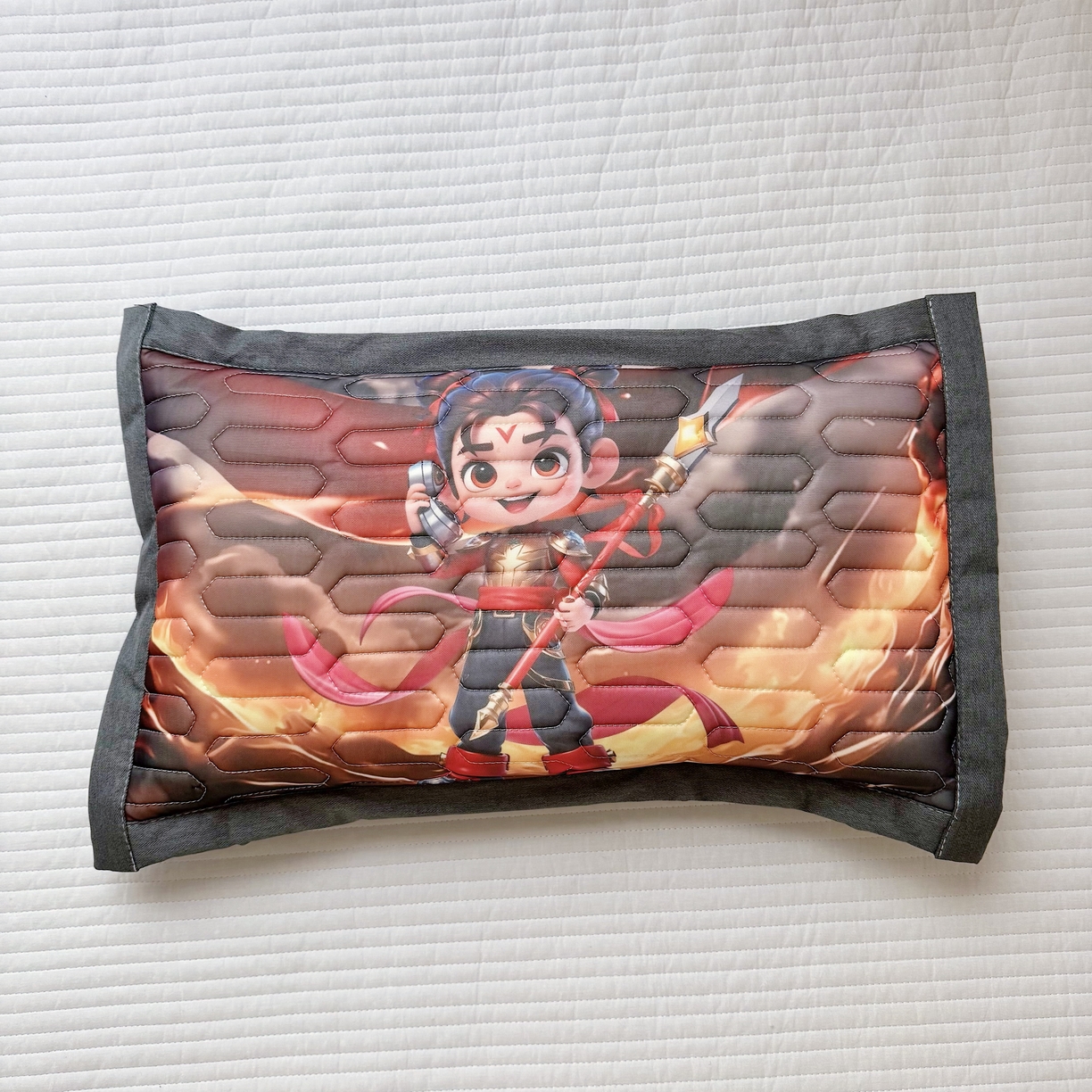 91家纺网 家纺一手货源 找家纺 纽乐家纺 2025新款卡通5D数码印花哪吒周边儿童冰丝乳胶凉枕枕套枕芯 哪吒-5