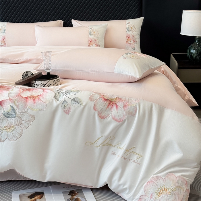 91家纺网 家纺一手货源 找家纺 （总）绒棉世家 2025新款100支贡缎50双股刺绣长绒棉四件套-欧若拉系列 