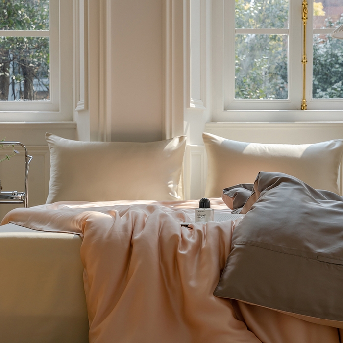 91家纺网 家纺一手货源 找家纺 咏绒家纺工厂店 2025新款60支奥地利兰精天丝单品系列--单被套 月光色-岩石灰