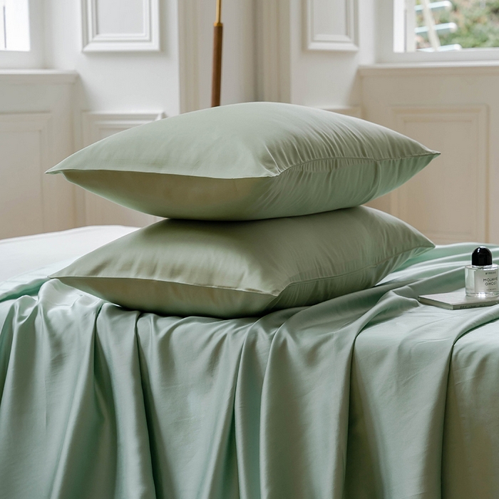 91家纺网 家纺一手货源 找家纺 咏绒家纺工厂店 2025新款60S奥地利兰精天丝轻奢系列-单床单 浅艾绿