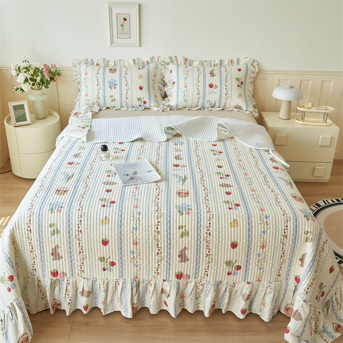 91家纺网 家纺一手货源 找家纺 恒爱家纺 2024新款全棉甜美少女单床盖 越畔之思