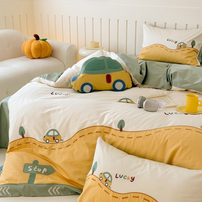 91家纺网 家纺一手货源 找家纺 （总）西西家居 2025新款100支澳棉纯棉四件套-汽车小队