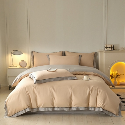 91家纺网 家纺一手货源 找家纺 （总）万盛家纺 2025新款全棉宽边麻绳拼角四件套