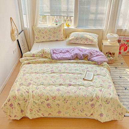 91家纺网 家纺一手货源 找家纺 （总）玉海棠家纺 2025新款水洗皱皱纱印花夏被 被子被芯