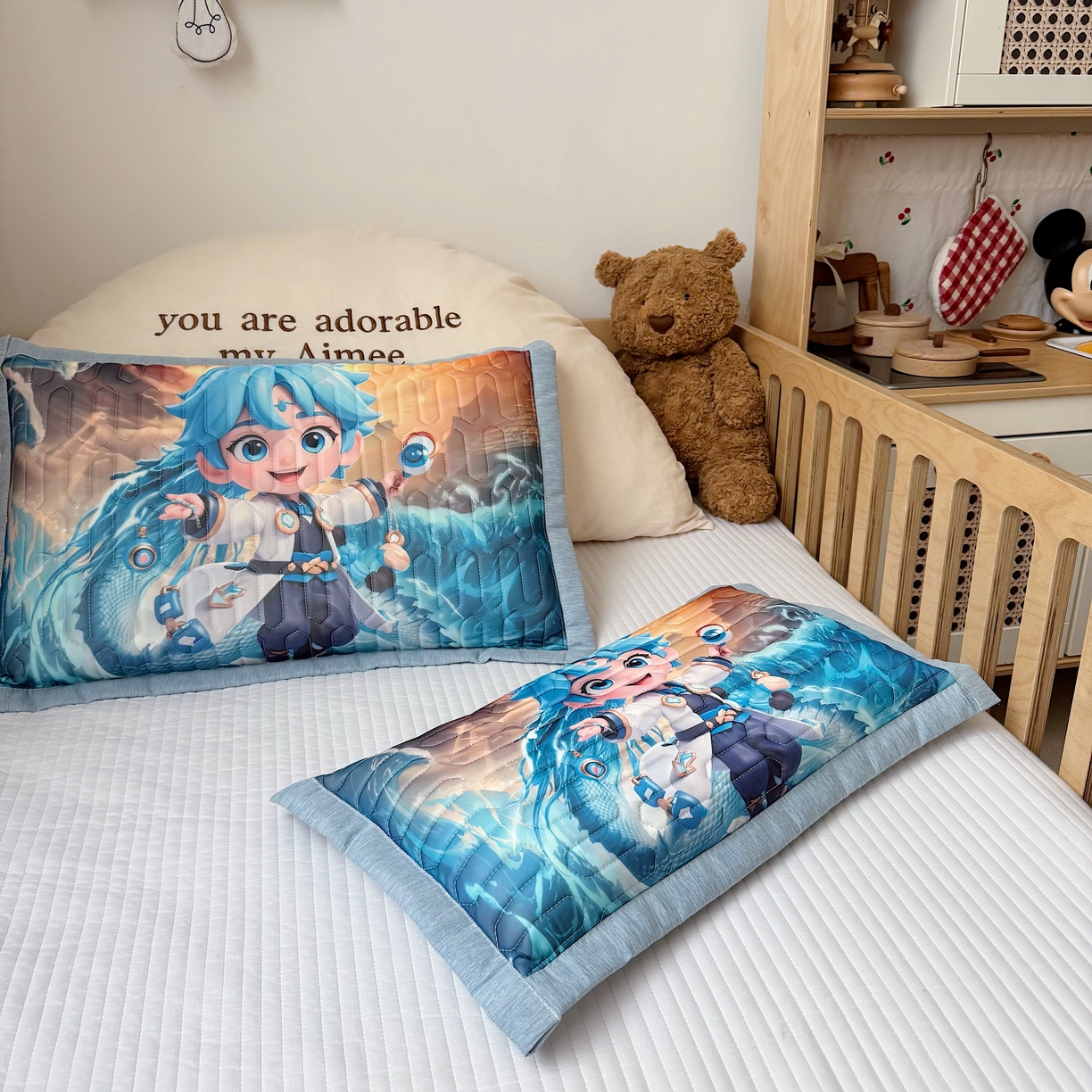 91家纺网 家纺一手货源 找家纺 纽乐家纺 2025新款卡通5D数码印花哪吒周边儿童冰丝乳胶凉枕枕套枕芯 哪吒-4