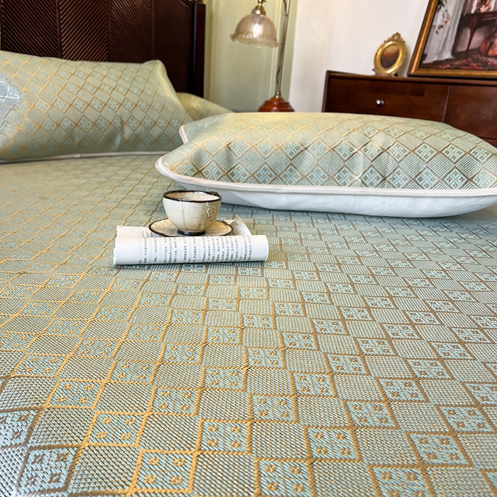 91家纺网 家纺一手货源 找家纺 网红馆 2025新款花边冰藤席凉席-夏之语床笠款 豆青