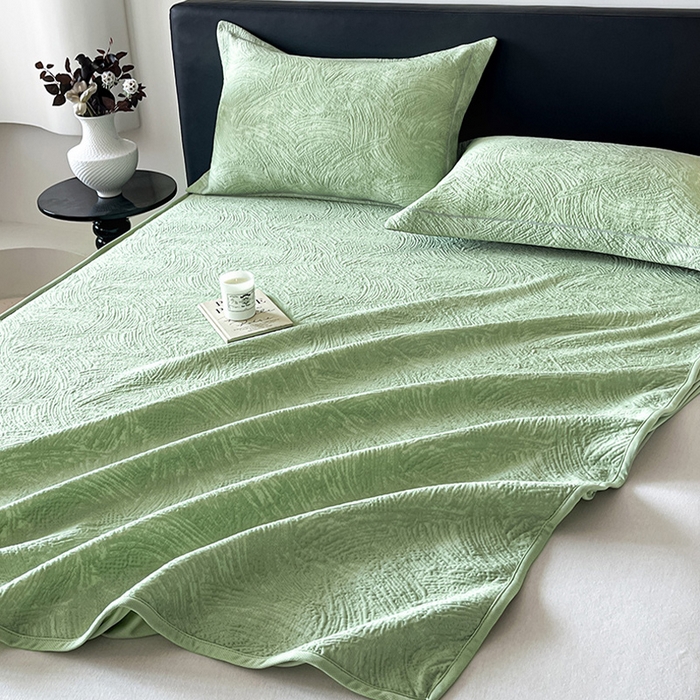 91家纺网 家纺一手货源 找家纺 蓝邻家纺 2025新款PE提花床笠凉席-涂鸦系列 涂鸦-绿