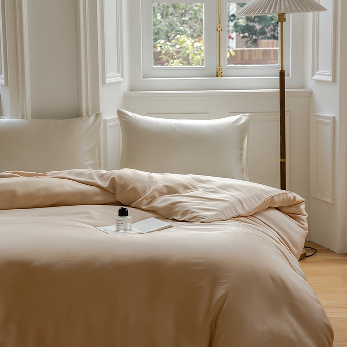 91家纺网 家纺一手货源 找家纺 咏绒家纺工厂店 2025新款60支奥地利兰精天丝单品系列--单被套 沙茶色