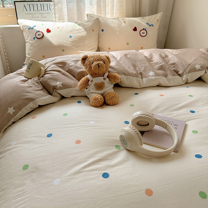 91家纺网 家纺一手货源 找家纺 澳梵家居 2025新款小清新全棉印花毛巾绣四件套 我的小熊朋友