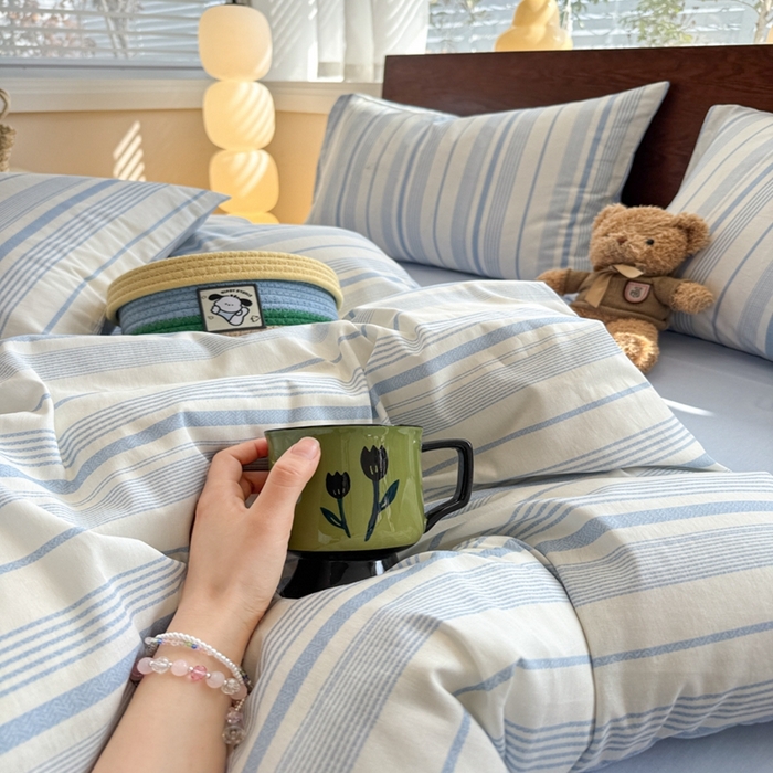 91家纺网 家纺一手货源 找家纺 呗旺鹿 2025新款学生季全棉纯棉40支跑量款巴恩风四件套 比格兰