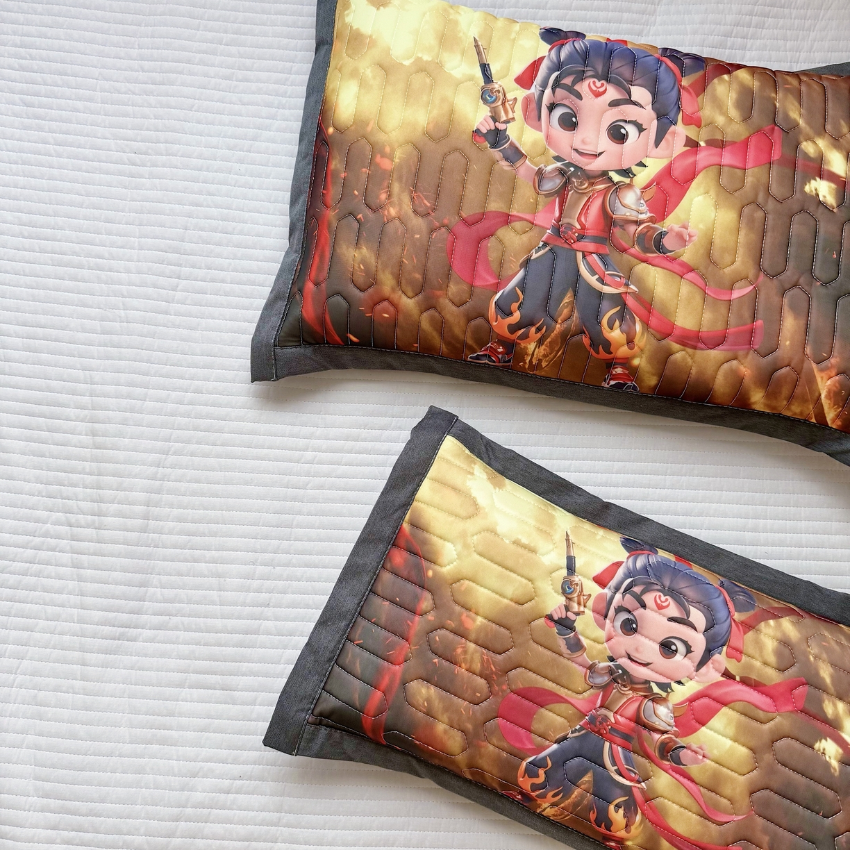 91家纺网 家纺一手货源 找家纺 纽乐家纺 2025新款卡通5D数码印花哪吒周边儿童冰丝乳胶凉枕枕套枕芯 哪吒-2