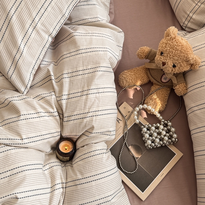 91家纺网 家纺一手货源 找家纺 呗旺鹿 2025新款学生季全棉纯棉40支跑量款巴恩风四件套 西塔茶