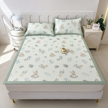 91家纺网 家纺一手货源 找家纺 （总）倾慕家纺 2025年新款600D丝滑冰丝凉席-床席款