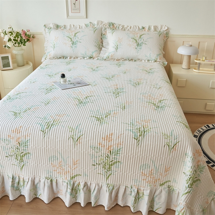 91家纺网 家纺一手货源 找家纺 恒爱家纺 2024新款全棉甜美少女单床盖 青稞