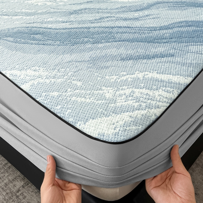 91家纺网 家纺一手货源 找家纺 （总）野马寝具跨境电商专供 2025新款潮汐床笠-山水蓝