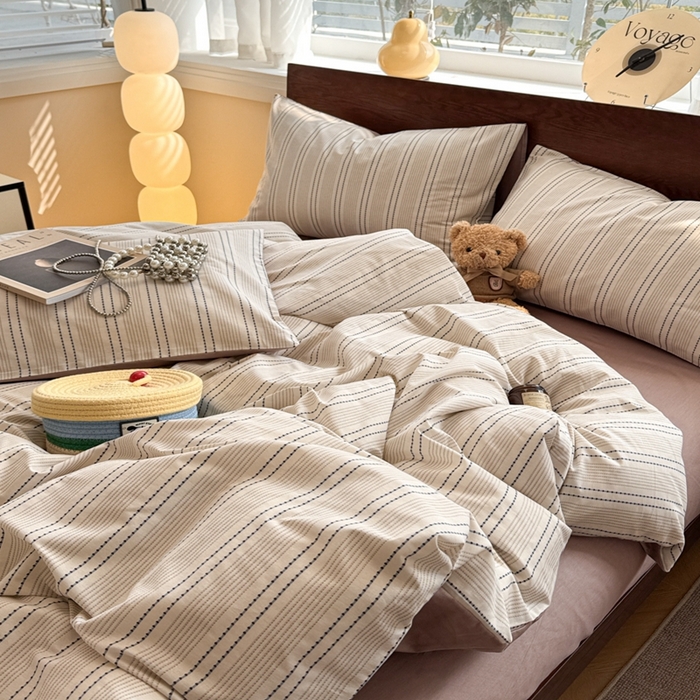 91家纺网 家纺一手货源 找家纺 呗旺鹿 2025新款学生季全棉纯棉40支跑量款巴恩风四件套 西塔茶