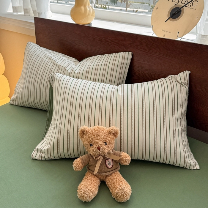 91家纺网 家纺一手货源 找家纺 呗旺鹿 2025新款学生季全棉纯棉40支跑量款巴恩风四件套 柏林绿