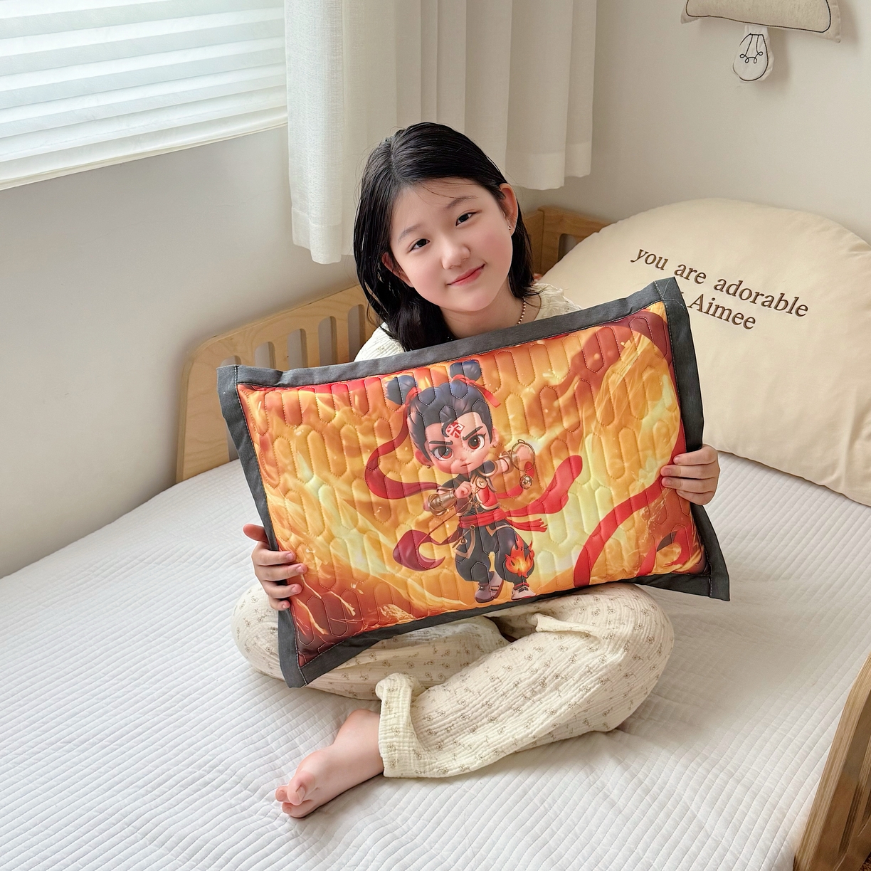 91家纺网 家纺一手货源 找家纺 纽乐家纺 2025新款卡通5D数码印花哪吒周边儿童冰丝乳胶凉枕枕套枕芯 哪吒-7