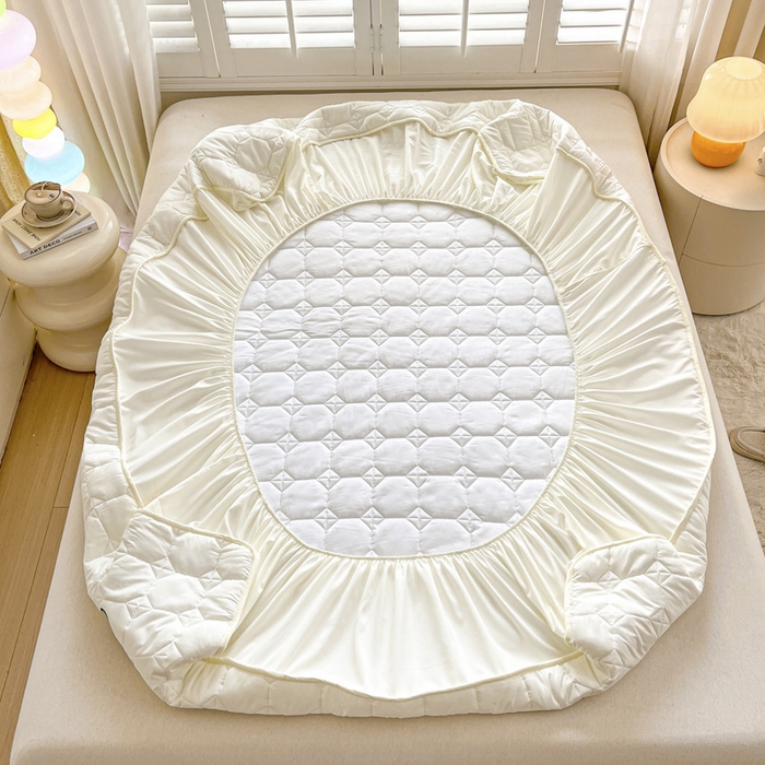 91家纺网 家纺一手货源 找家纺 万盛家纺 2025新款夹棉恐龙刺绣床笠 恐龙-方格  白