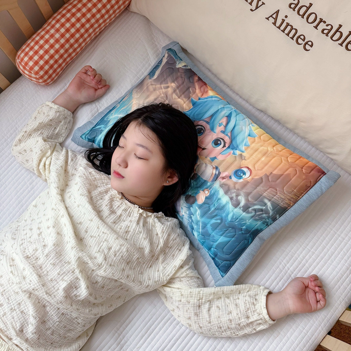 91家纺网 家纺一手货源 找家纺 纽乐家纺 2025新款卡通5D数码印花哪吒周边儿童冰丝乳胶凉枕枕套枕芯 哪吒-4