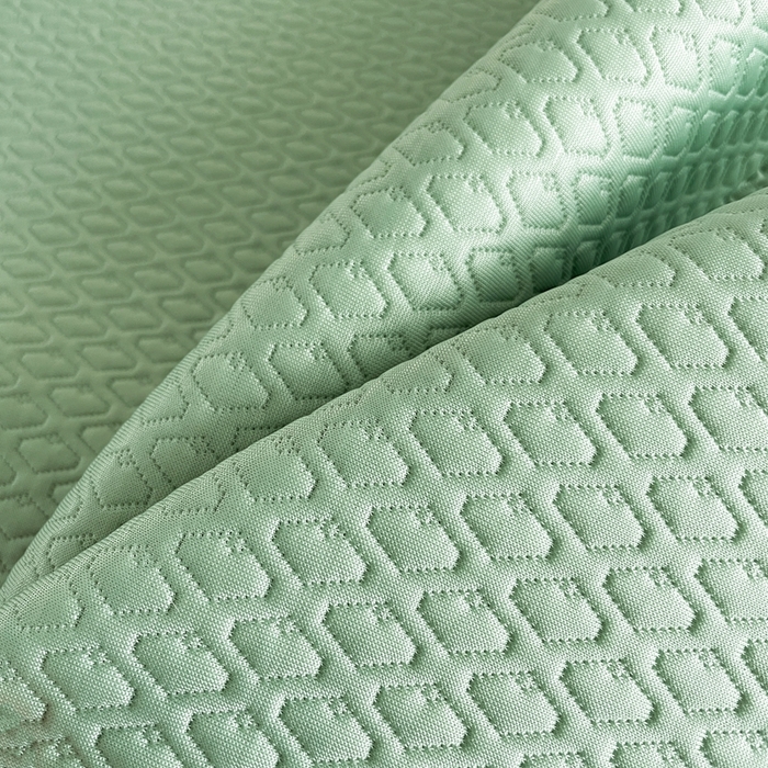 91家纺网 家纺一手货源 找家纺 欧邦 2025新款提花冰豆豆凉席三件套-幸运草 床笠款-幸运草-绿