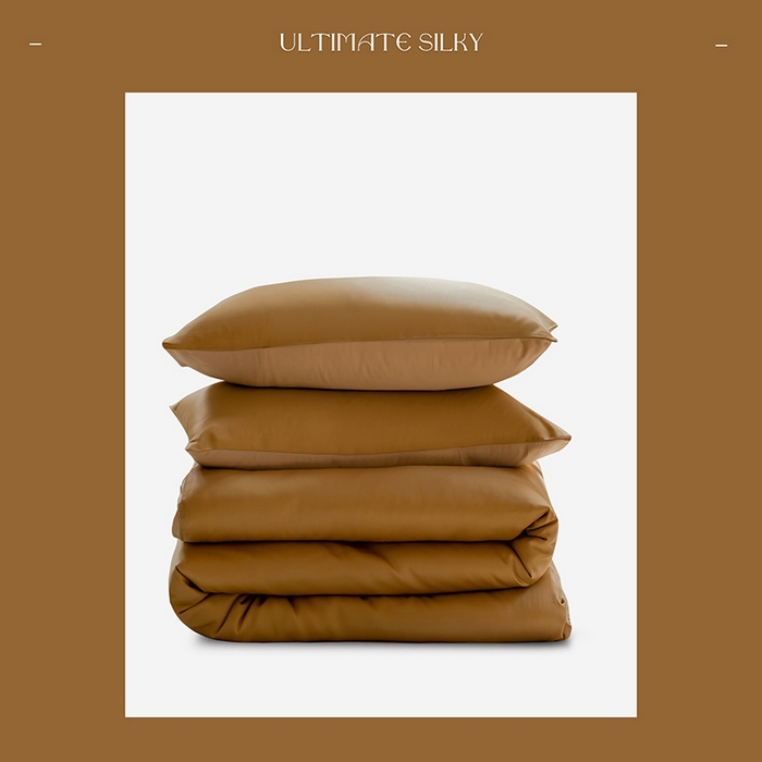 91家纺网 家纺一手货源 找家纺 咏绒家纺工厂店 2025新款60支奥地利兰精天丝单品系列--单被套 芝士黄-沙茶色