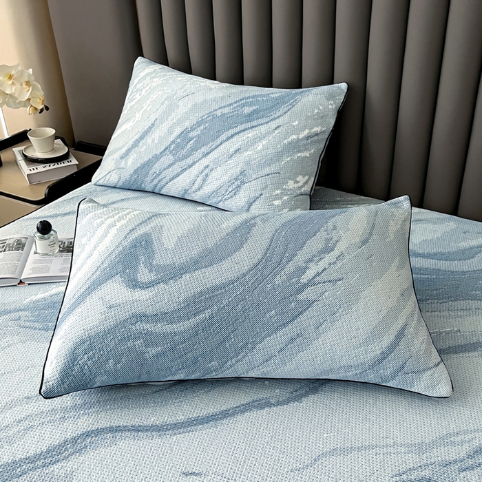 91家纺网 家纺一手货源 找家纺 （总）野马寝具跨境电商专供 2025新款潮汐床笠-山水蓝