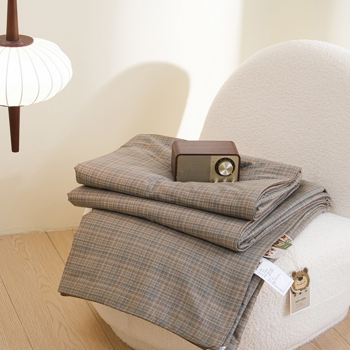 91家纺网 家纺一手货源 找家纺 U被家纺 2025新款全棉双层纱夏凉被茶歇系列 流浪格