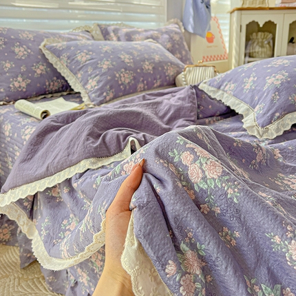 富米莱（原臻工厂） 2025新款云感亲肤棉床盖床裙夏凉被四件套-全棉镂空花边 梦华录