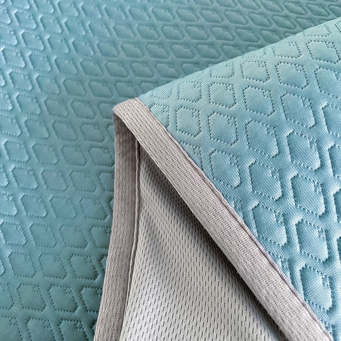 91家纺网 家纺一手货源 找家纺 欧邦 2025新款提花冰豆豆凉席三件套-幸运草 床笠款-幸运草-蓝