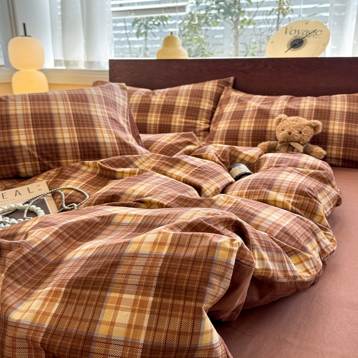 91家纺网 家纺一手货源 找家纺 呗旺鹿 2025新款学生季全棉纯棉40支跑量款巴恩风四件套 洛可可