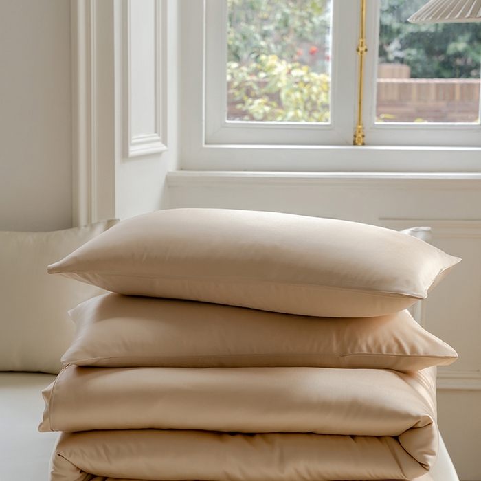 91家纺网 家纺一手货源 找家纺 咏绒家纺工厂店 2025新款60支奥地利兰精天丝单品系列--单被套 沙茶色