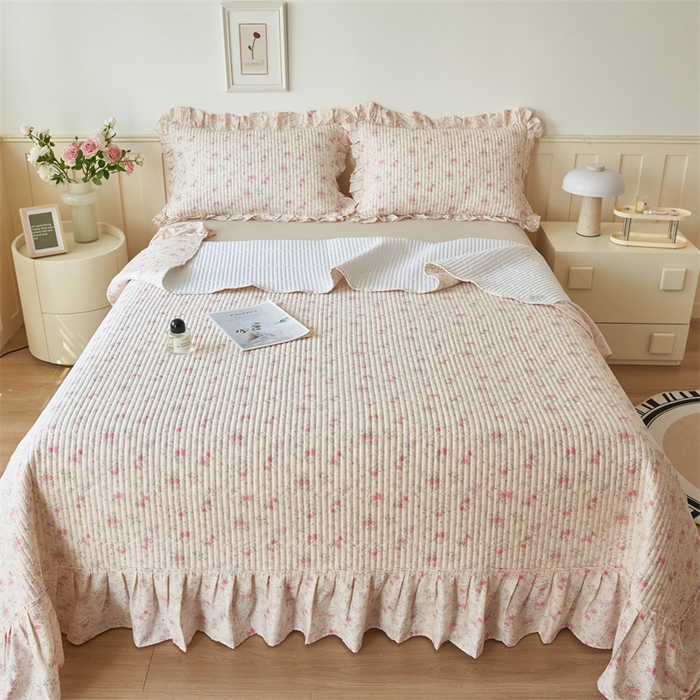 91家纺网 家纺一手货源 找家纺 恒爱家纺 2024新款全棉甜美少女单床盖 夏醉浅梦