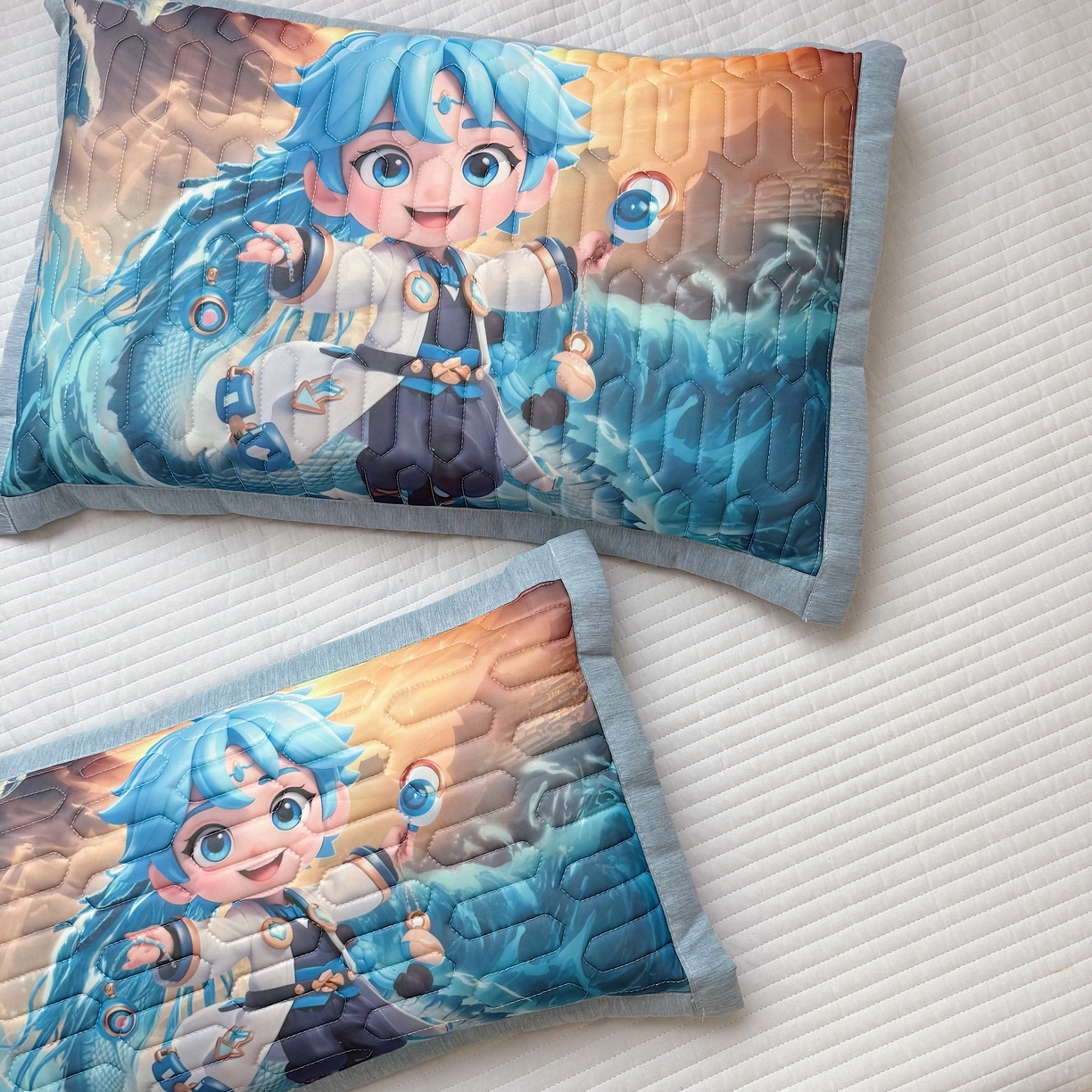 91家纺网 家纺一手货源 找家纺 纽乐家纺 2025新款卡通5D数码印花哪吒周边儿童冰丝乳胶凉枕枕套枕芯 哪吒-4