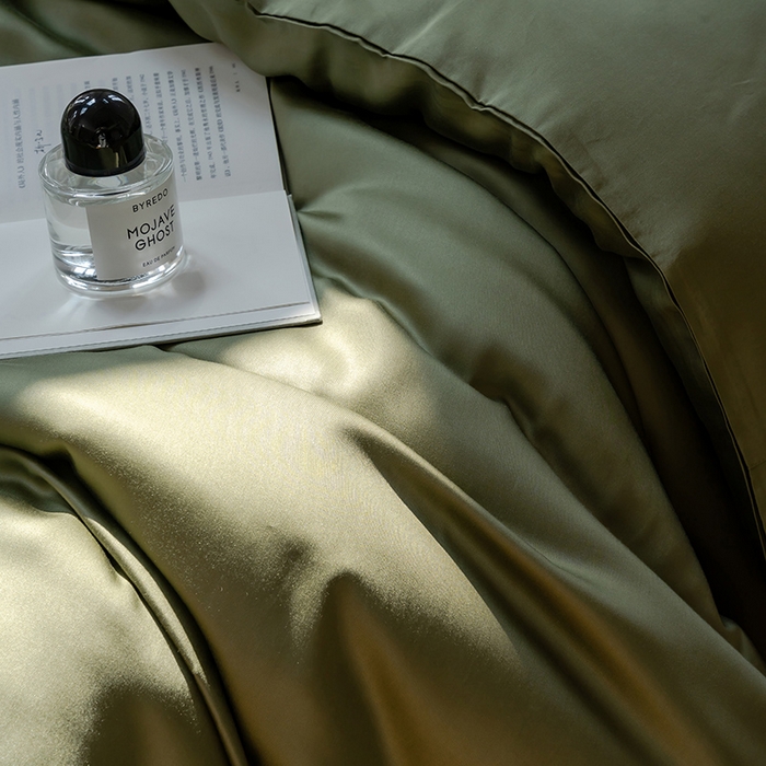 91家纺网 家纺一手货源 找家纺 咏绒家纺工厂店 2025新款60支奥地利兰精天丝单品系列--单被套 欧芹绿