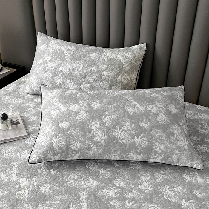 91家纺网 家纺一手货源 找家纺 野马寝具跨境电商专供 2025新款潮汐床笠-玫瑰 绽放-玫瑰灰