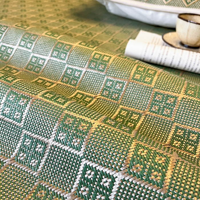 91家纺网 家纺一手货源 找家纺 麒豆豆 2025新款花边床笠款冰藤席-夏之语 葱绿