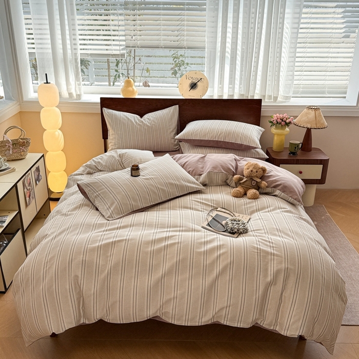 91家纺网 家纺一手货源 找家纺 呗旺鹿 2025新款学生季全棉纯棉40支跑量款巴恩风四件套 西塔茶